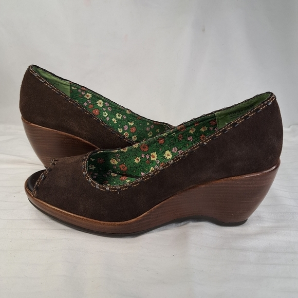 𝅺nwot Rampage Brown Peep Toe Wedges Women's Size 10 - Picture 4 of 9